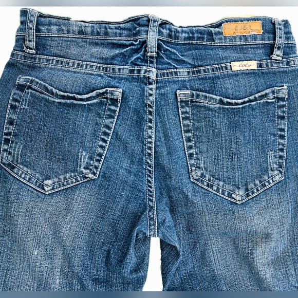 🟨⚫️ Solo Jeans Y2K Lowrise Dark Wash Patched Slim Fit Straight Leg Jeans 5 - Picture 6 of 10